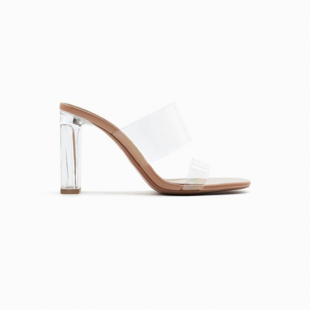 Transparent heeled sandals NWOT